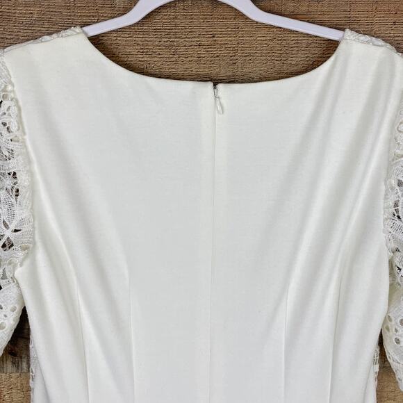Antonio Melani Short Sleeve Lace Sheath Dress Ivory Size 8 - Picture 7 of 8